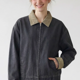 Denim Corduroy Jacket - Black / Dusty Blue