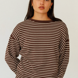 Vintage Crewneck - Brown Pinstripe