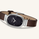 Jane Leather Watch - Silver / Dark Brown