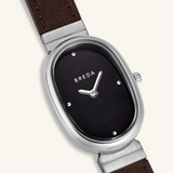 Jane Leather Watch - Silver / Dark Brown