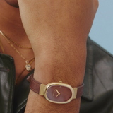 Jane Leather Watch - Gold / Dark Brown