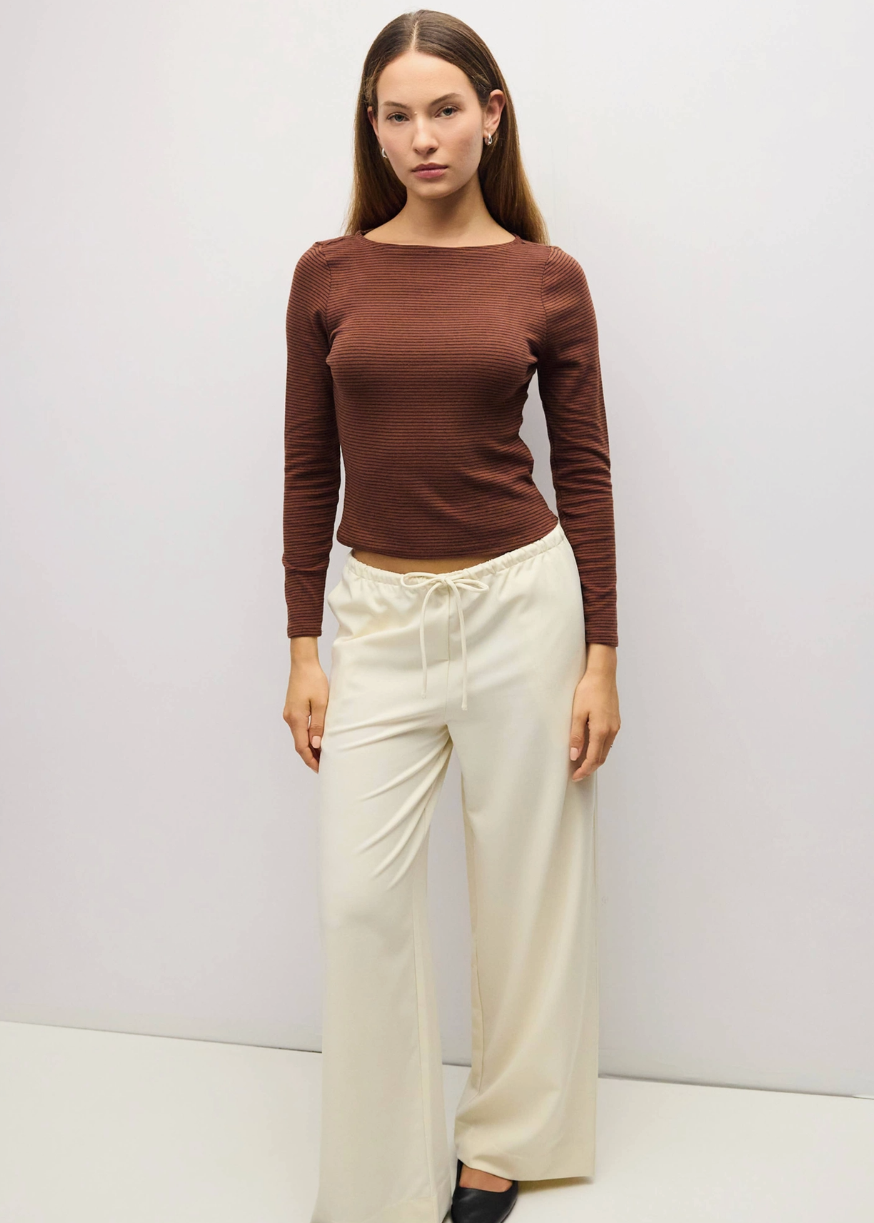 Alicia Top - Brown / Navy