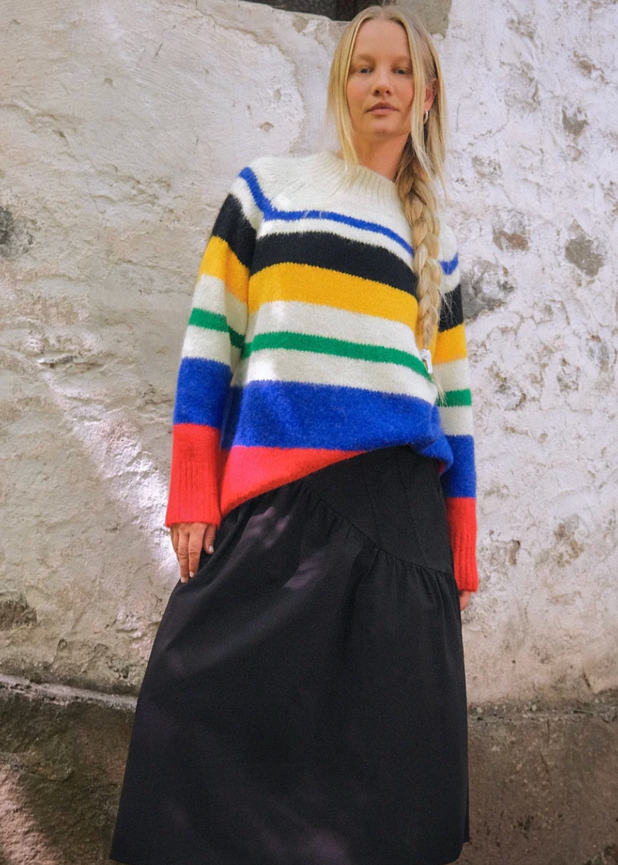 Louise Mockneck Sweater - Primary Stripe
