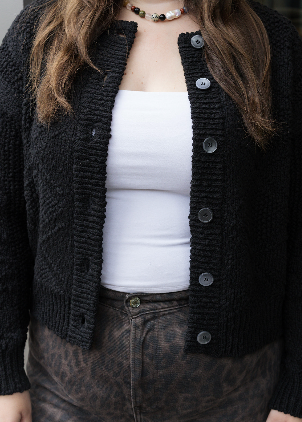 Mason Cotton Cardigan - Black