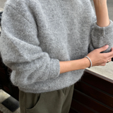 Elio Crew Neck Alpaca Sweater - Ht. Grey