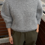 Elio Crew Neck Alpaca Sweater - Ht. Grey