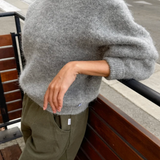 Elio Crew Neck Alpaca Sweater - Ht. Grey