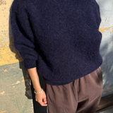 Elio Crew Neck Alpaca Sweater - Navy