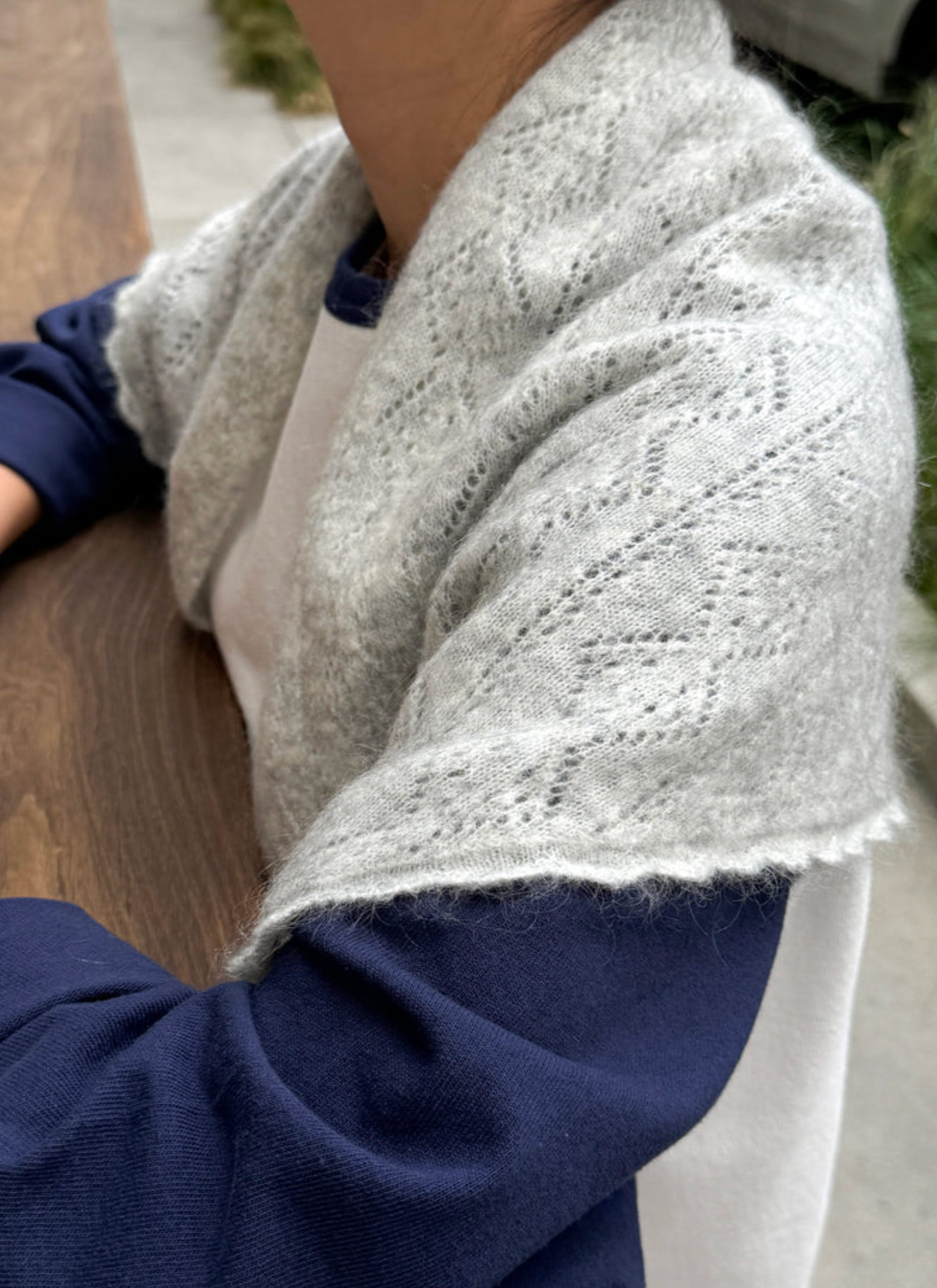 Mohair Pointelle Shawl - Ht. Grey