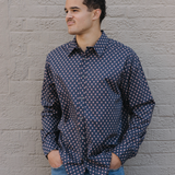 Diamond Button Up - Navy / Red
