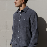 Corduroy Button Up - Charcoal