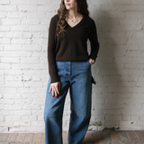 Classic V Neck Sweater - Dark Brown