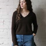 Classic V Neck Sweater - Dark Brown