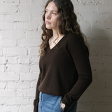 Classic V Neck Sweater - Dark Brown