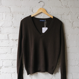 Classic V Neck Sweater - Dark Brown