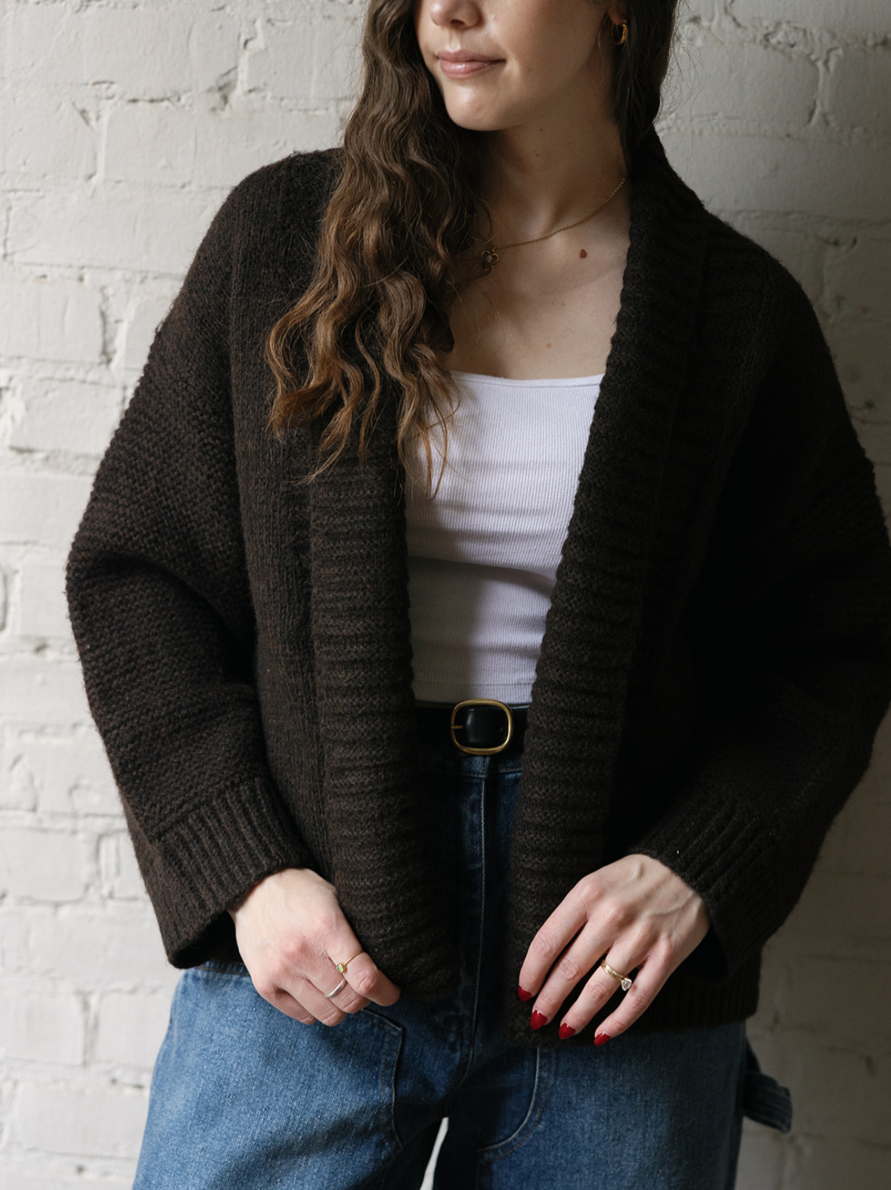 Rue Ribbed Cardigan - Chocolate