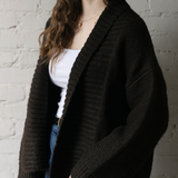 Rue Ribbed Cardigan - Chocolate
