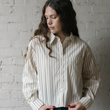 Romee Stripe Cropped Shirt - Teal Stripe