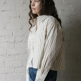 Romee Stripe Cropped Shirt - Teal Stripe