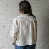 Romee Stripe Cropped Shirt - Teal Stripe