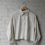 Romee Stripe Cropped Shirt - Teal Stripe