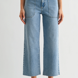 High Rise Utility Wide Leg Jeans - Light Denim