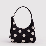 Mini Nylon Shoulder Bag - Black / Cream Polka Dot