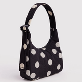 Mini Nylon Shoulder Bag - Black / Cream Polka Dot