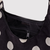 Mini Nylon Shoulder Bag - Black / Cream Polka Dot