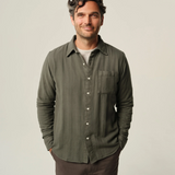 Herringbone Flannel Shirt - Olive
