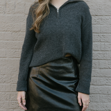 Ribbed Half-Zip Sweater - Charcoal