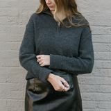 Ribbed Half-Zip Sweater - Charcoal