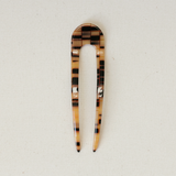 French Hair Pin - Blonde Checker
