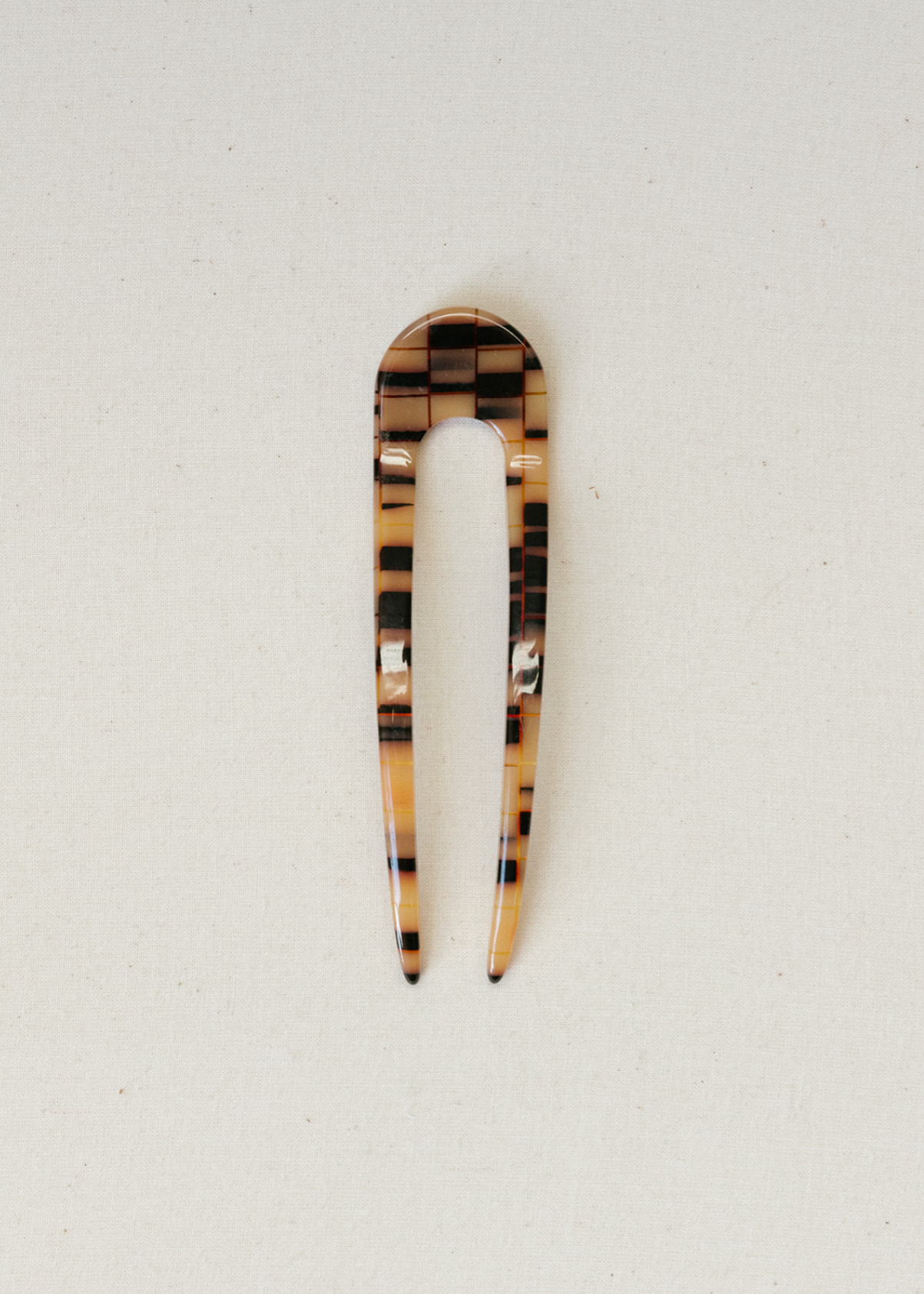French Hair Pin - Blonde Checker