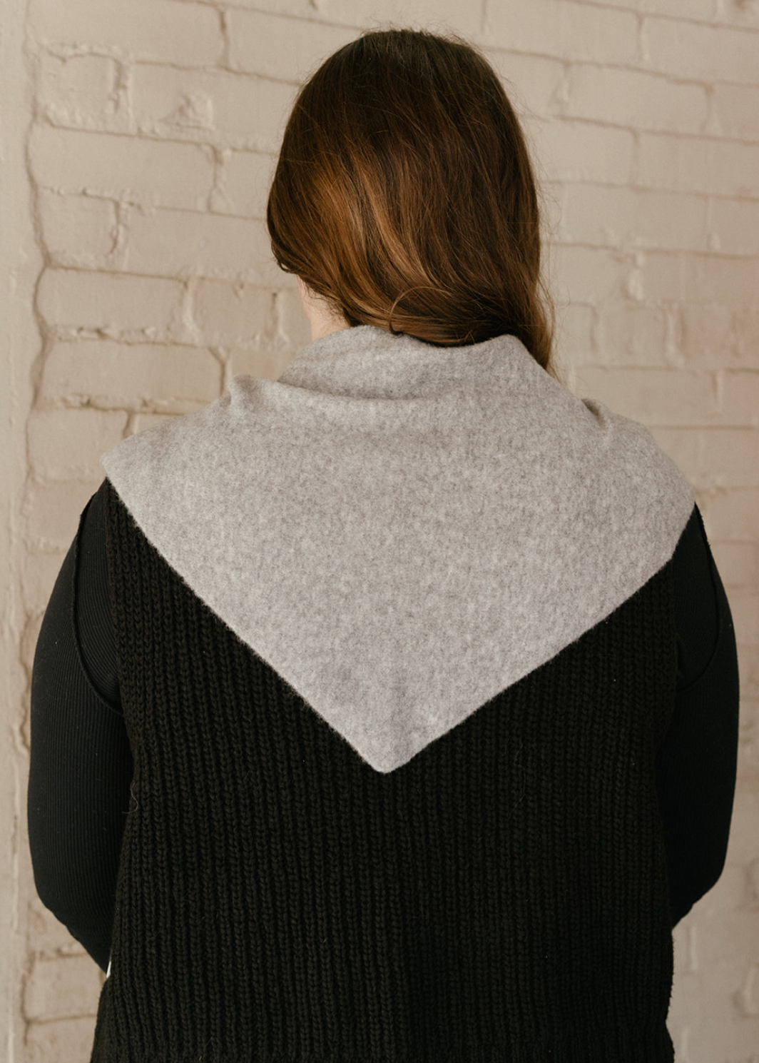 Fuzzy Wool Cravat Scarf - Lt. Grey