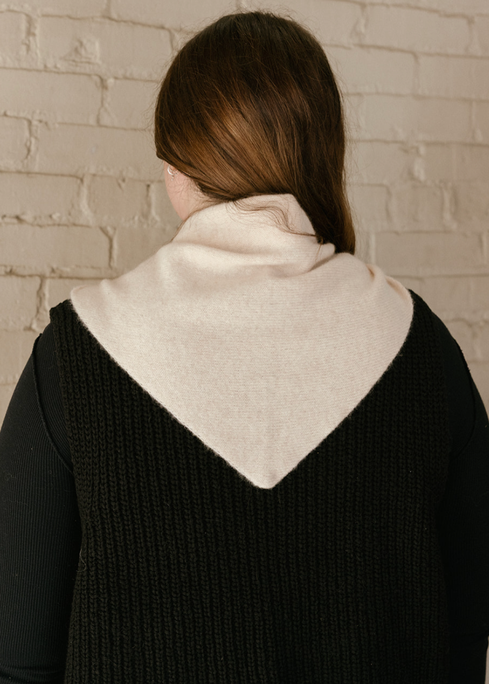 Fuzzy Wool Cravat Scarf - Cream
