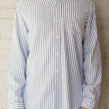 Brian Brushed Twill Shirt - White / Navy