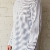 Brian Brushed Twill Shirt - White / Navy