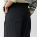 Penelope Barrel Leg trousers - Charcoal Stripe
