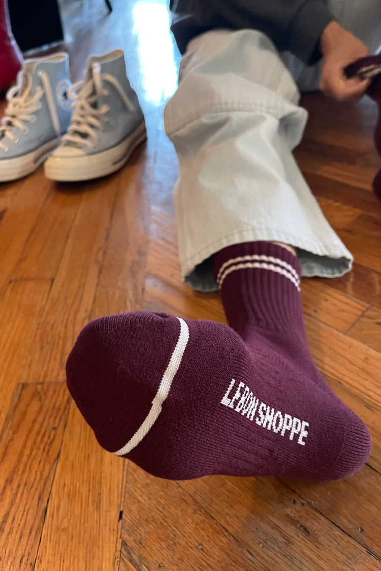 Extended Boyfriend Socks - Maroon