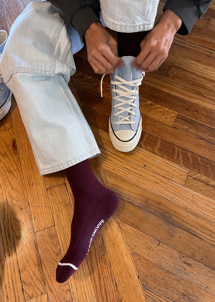 Extended Boyfriend Socks - Maroon