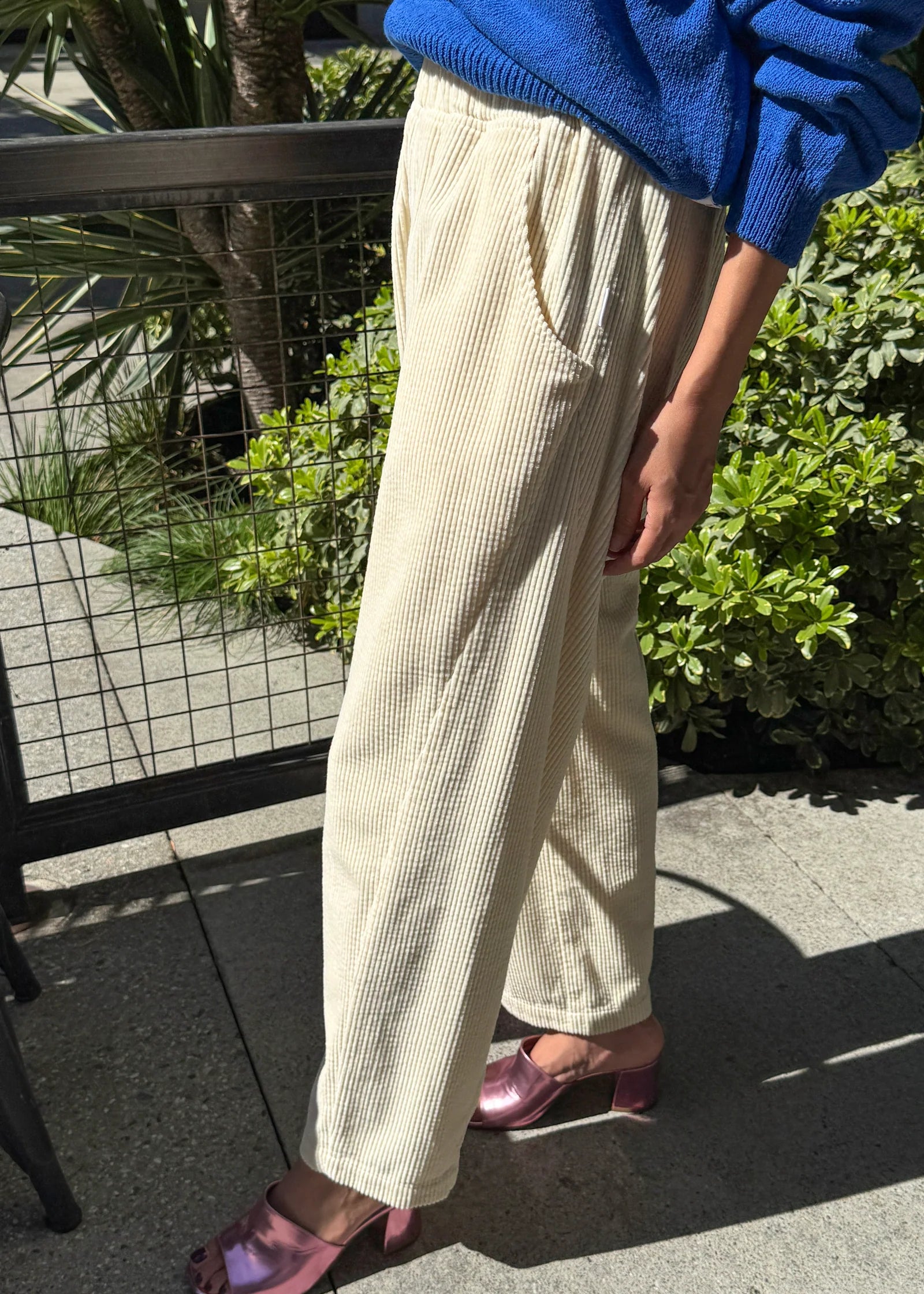 Soft Corduroy Arc Pant - Ecru