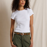 Macy Rib Crew Neck Tee - White