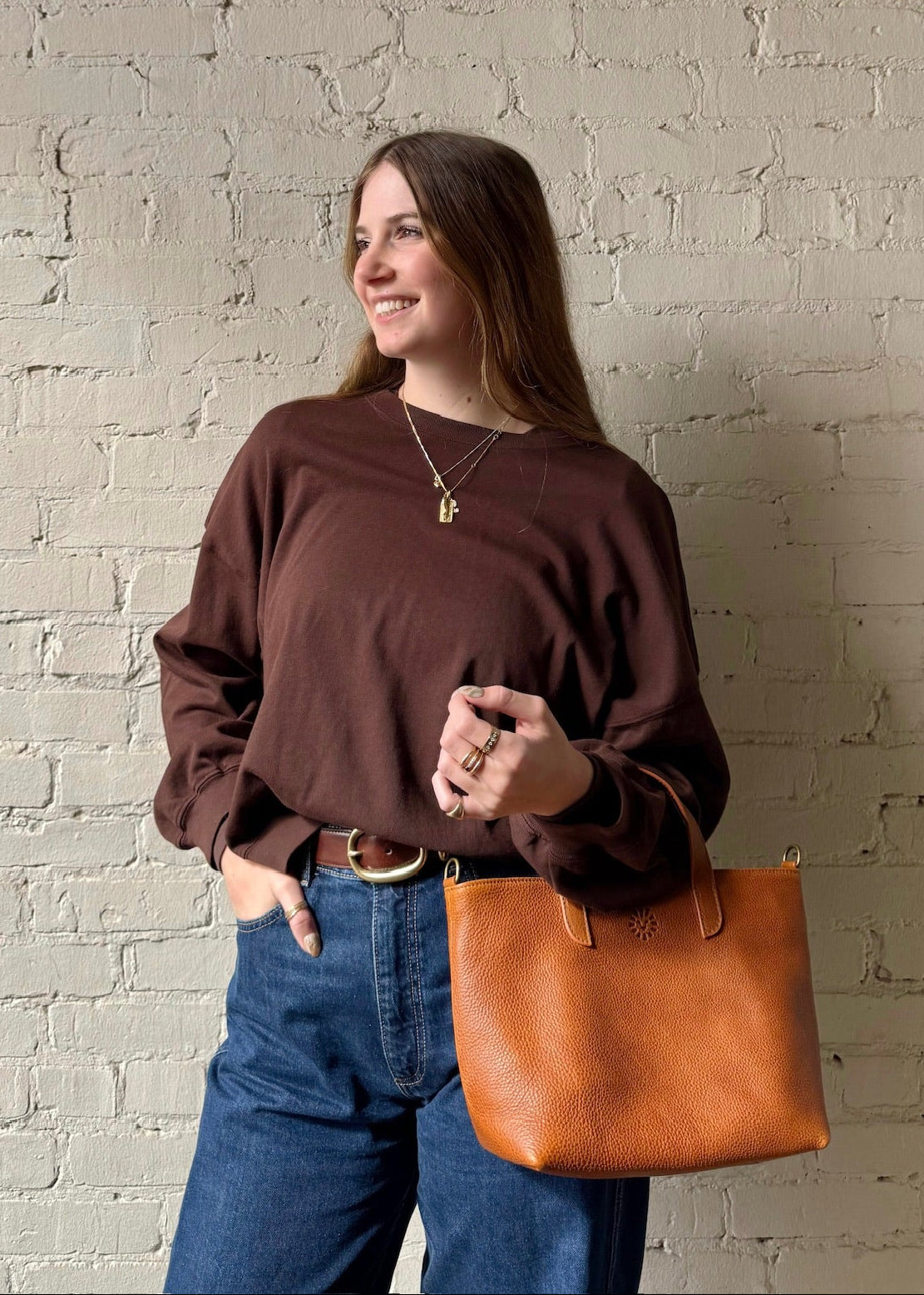 Leather Mini Tote Bag - Honey