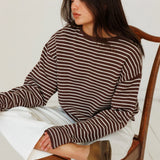 Vintage Crewneck - Brown Pinstripe