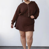 Waffle Sailor Cardigan - Chocolate