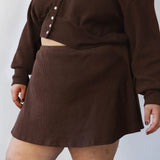 Waffle Sailor Cardigan - Chocolate
