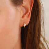 Solitaire Bezel CZ Hoops - Gold