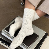 Cashmere Pointelle Socks - Cream