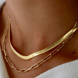 Herringbone Chain Necklace - Gold